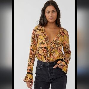 Free People Intimately Heat Wave Bodysuit Women's Size M Midnight Combo